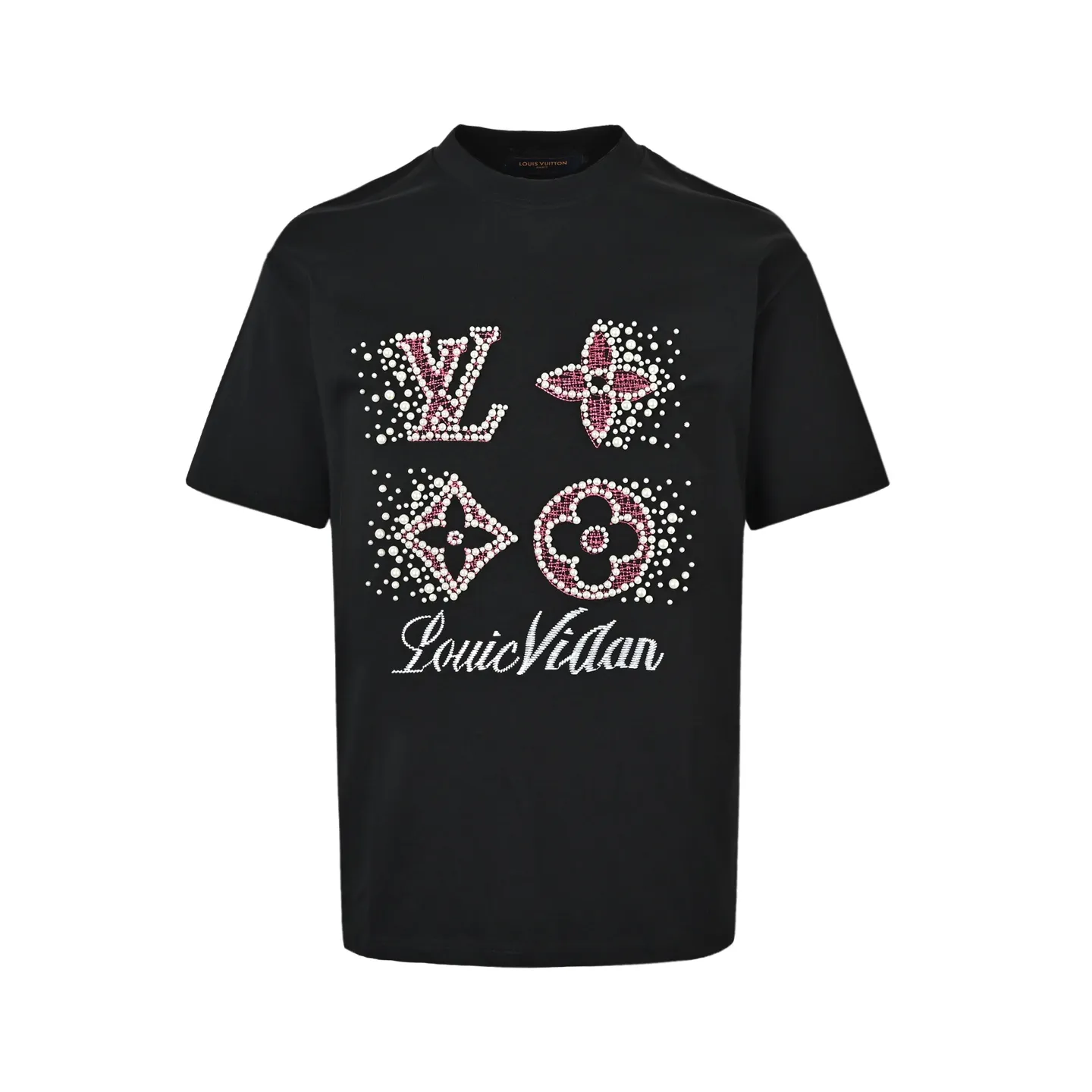 Louis Vuitton/Louis Vuitton line bead embroidery round neck short sleeves
